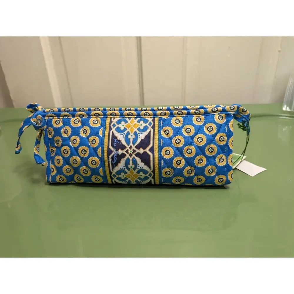 Vera Bradley Riviera Blue Small Bow Zip Cosmetic Bag Retired 2008